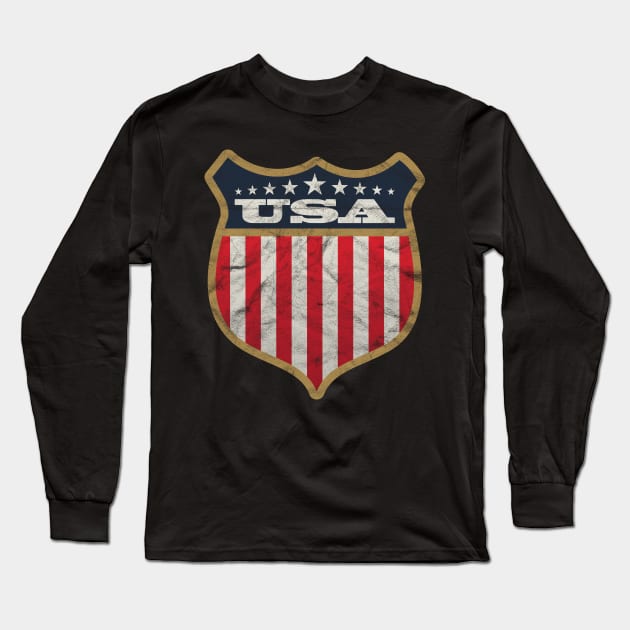 'USA Vintage white ' Cool USA Flag Vintage Long Sleeve T-Shirt by ourwackyhome